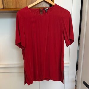 Eileen Fisher Vibrant Red Silk Short Sleeve Top